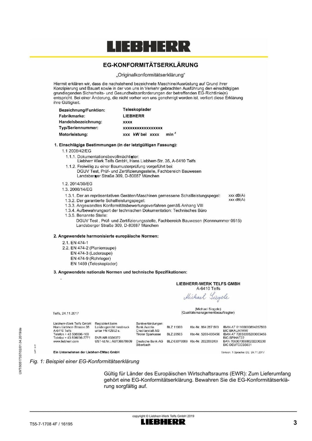 Liebherr T55-7 4F Teleskoplader Betriebsanleitung