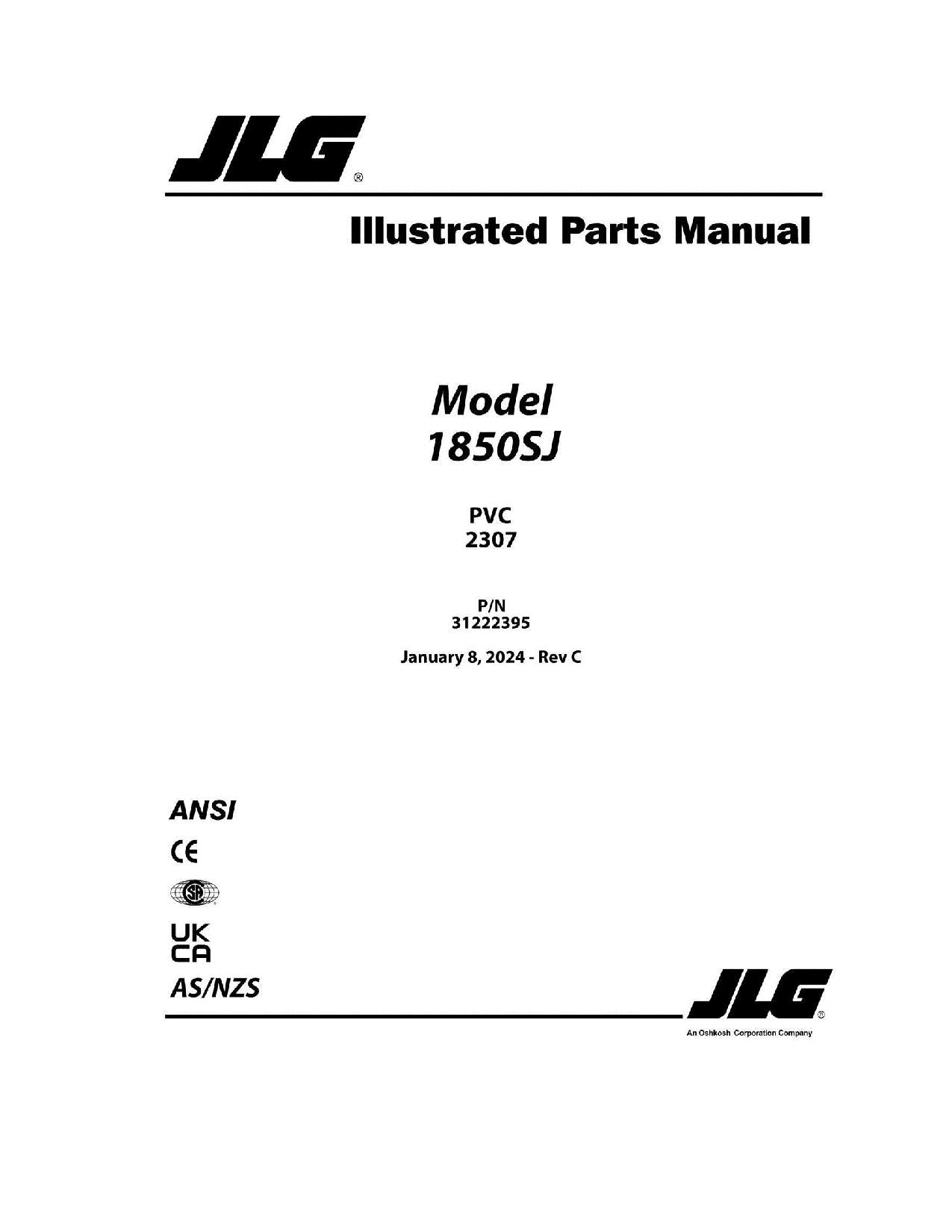 Manual del catálogo de piezas del elevador de pluma JLG 1850SJ