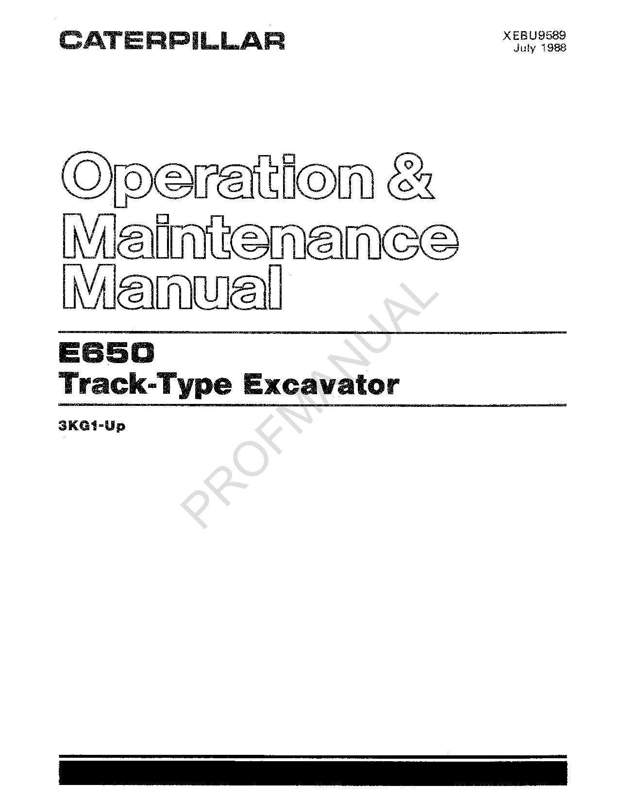 Manual de mantenimiento del operador de la excavadora de cadenas Caterpillar E650