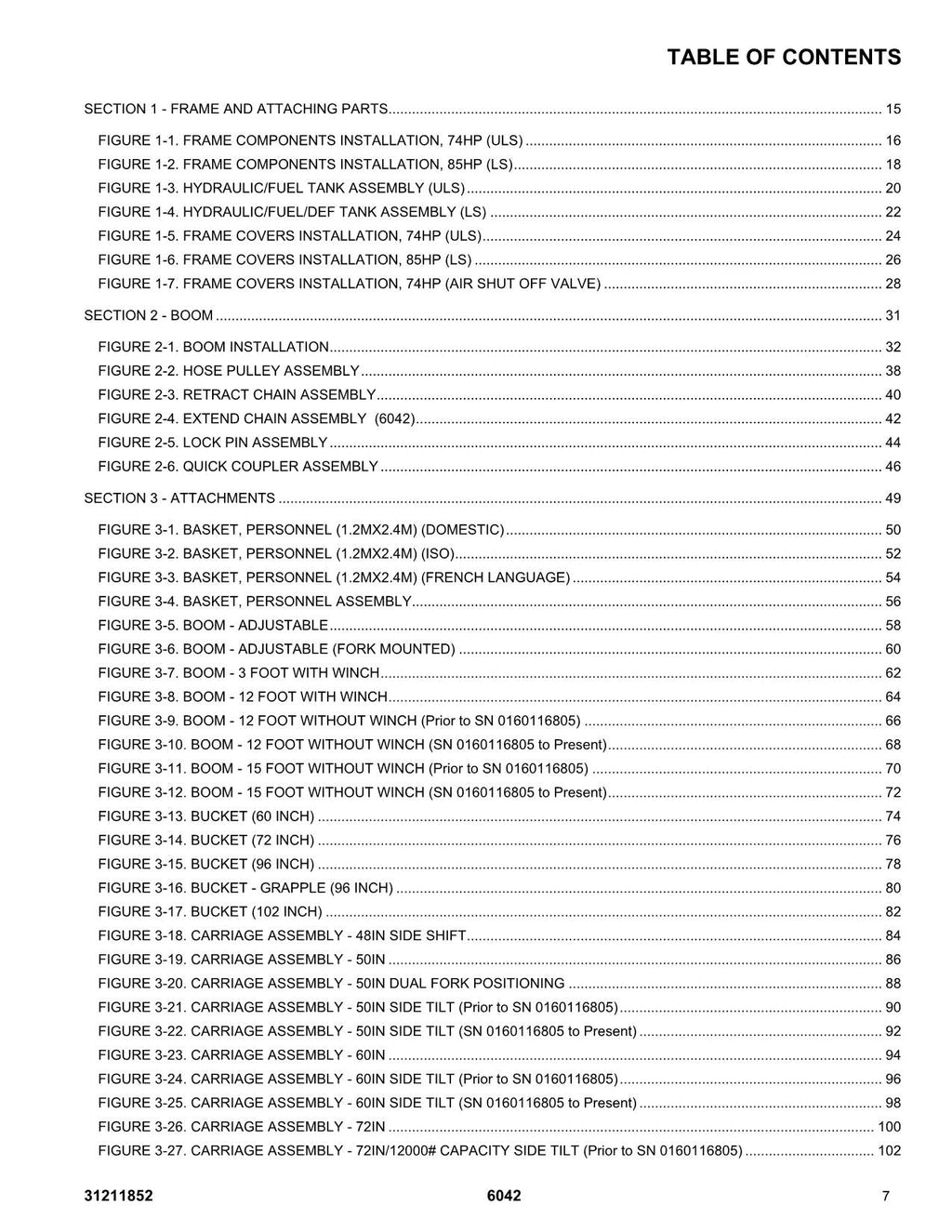SKYTRAK 6042 Telehandler Parts Catalog Manual 31211852