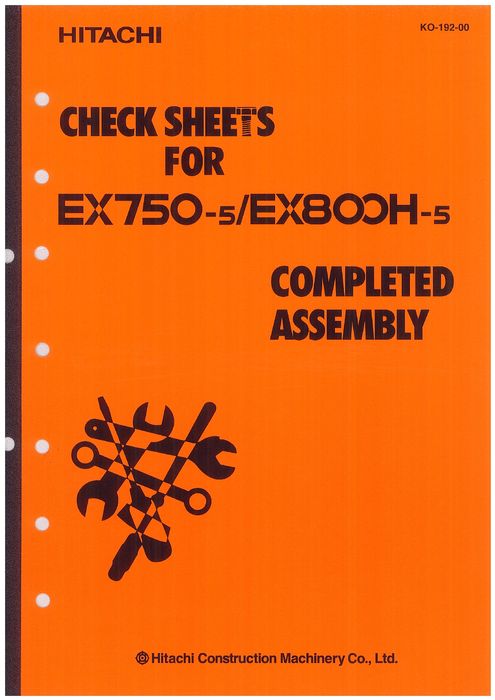 HITACHI EX750-5 EX800H-5 EXCAVATOR SERVICE MANUAL KO19200