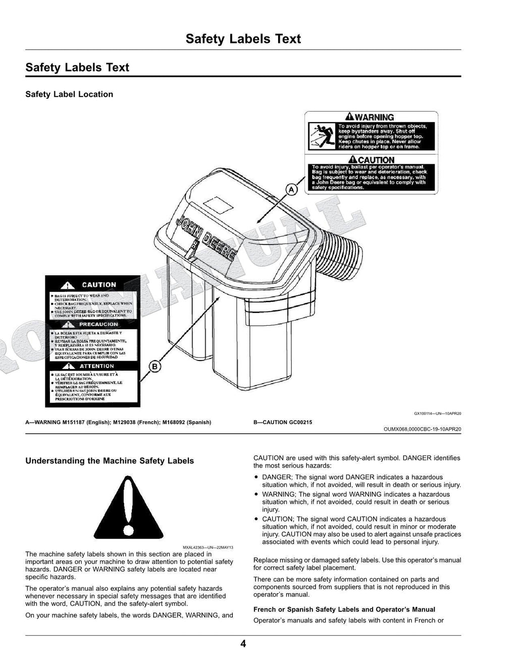 John Deere X330 X584 X390 X380 X370 Tractor Manual del Operador Español