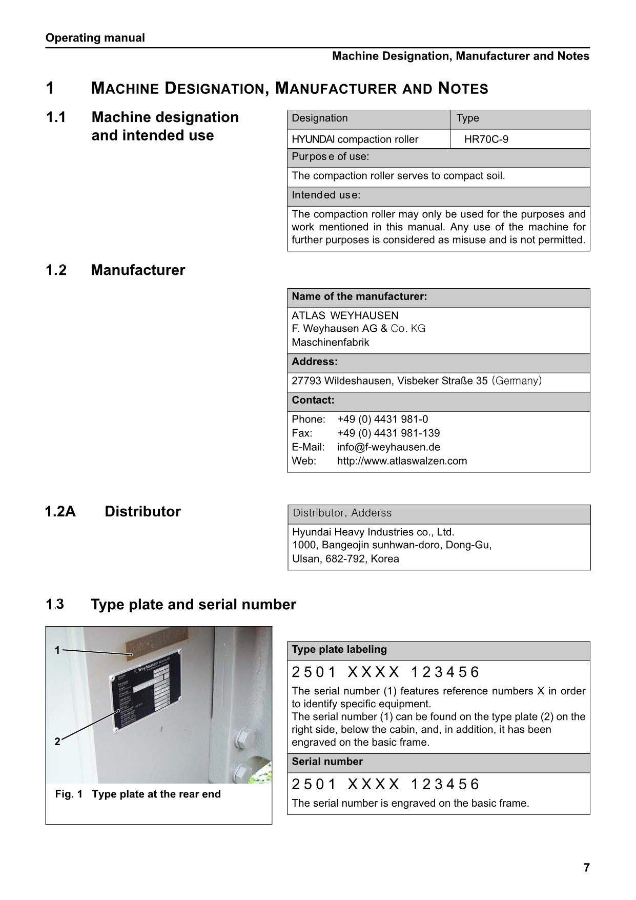 Hyundai HR70C-9 TIER3 ROAD ROLLER Operators Maintenance Manual