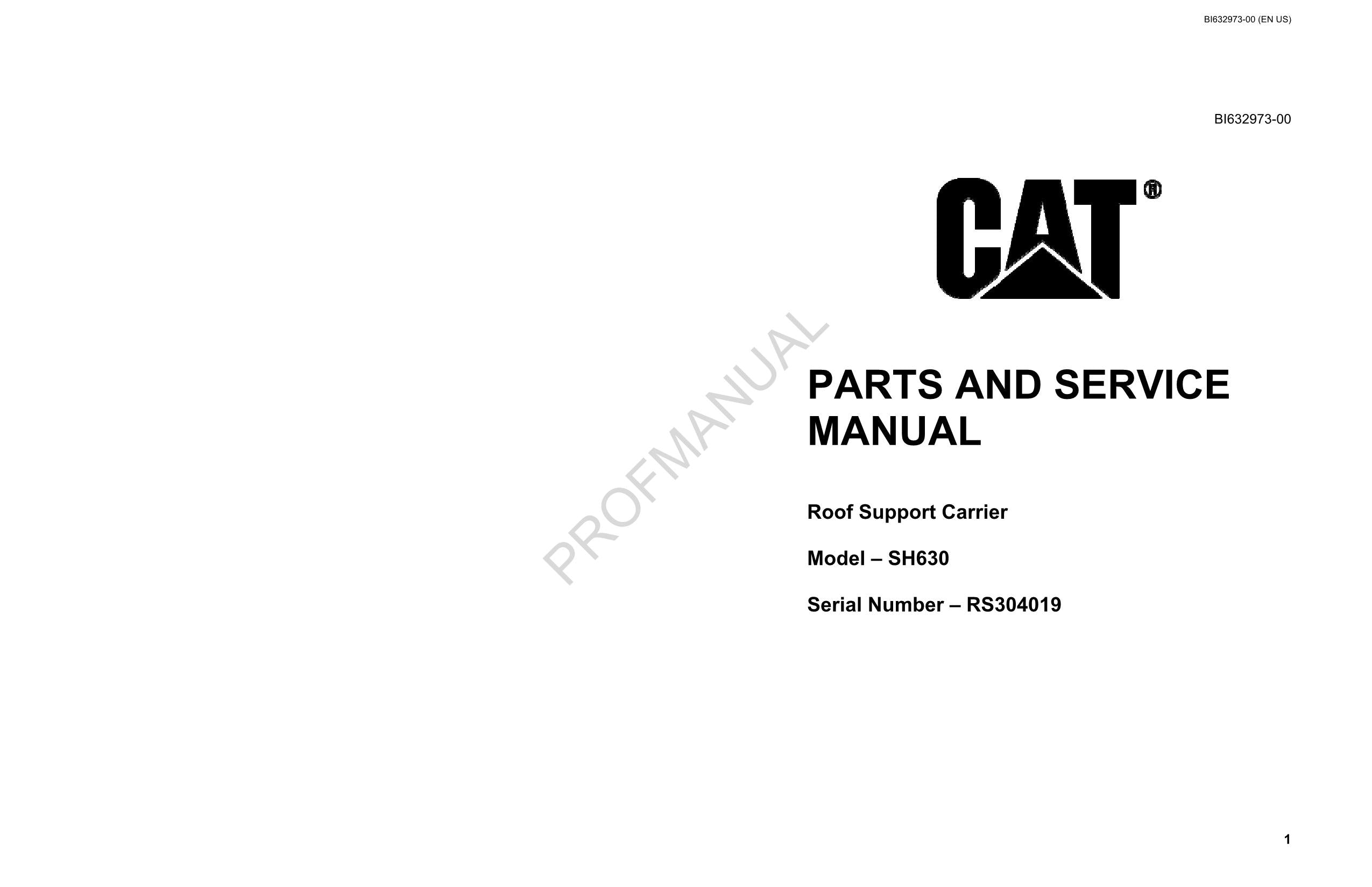 Catálogo de piezas de tajo largo subterráneo Caterpillar SH630 Carrier Manual ser RS304019