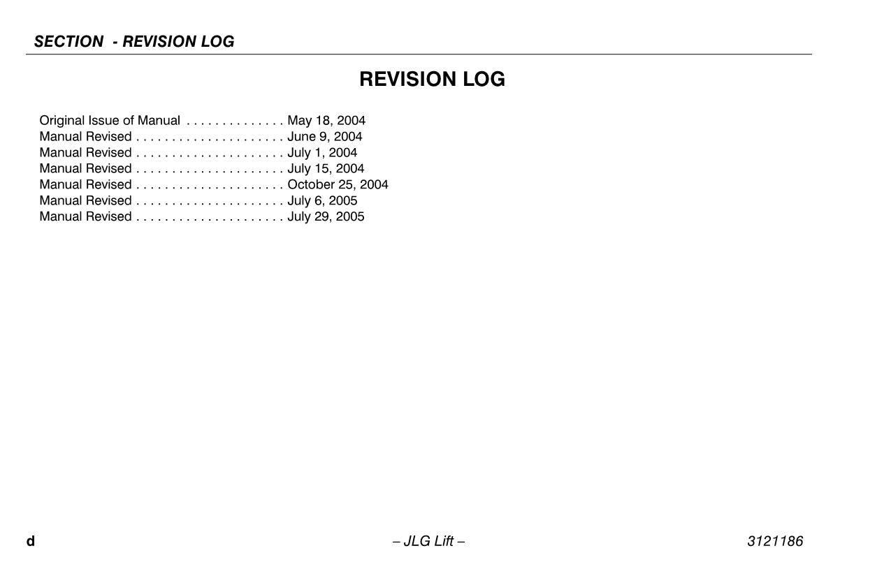 JLG SSV-10 Vertical Mast Maintenance Operation Operators Manual