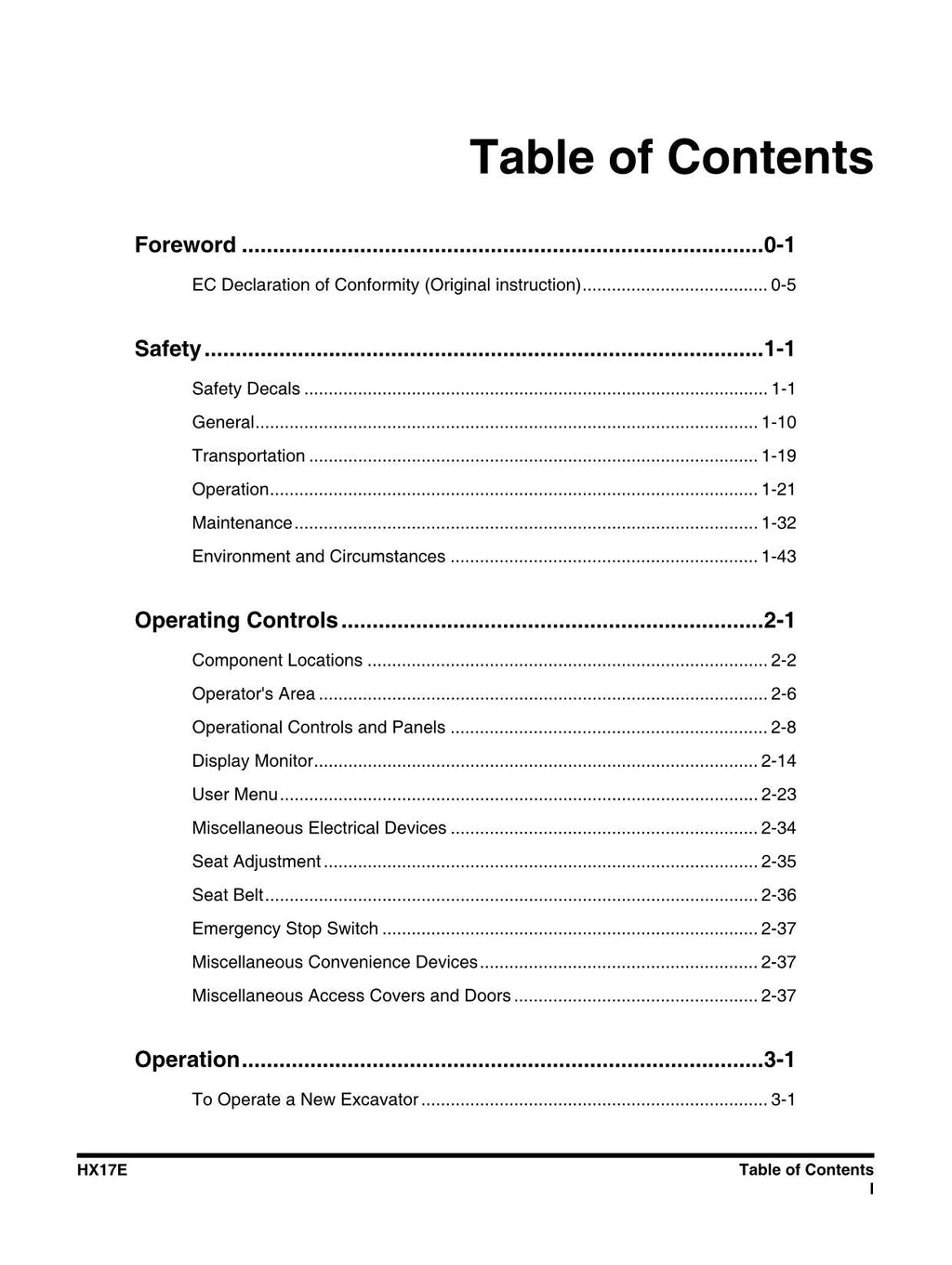 Hyundai HX17E CRAWLER EXCAVATOR Operators Maintenance Manual