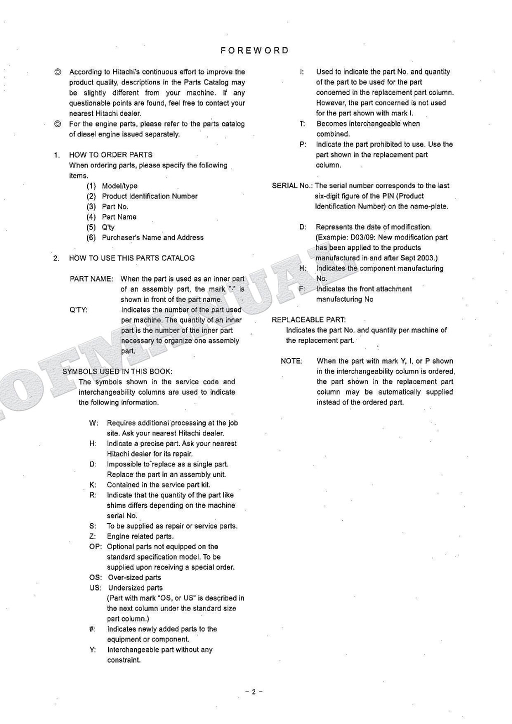 HITACHI ZAXIS ZX135UST Excavator Parts Catalog Manual SN 060001-
