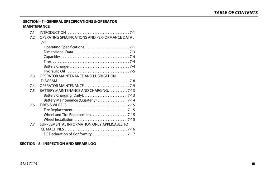 Manual del operador de mantenimiento y operación de la plataforma elevadora JLG E300AJ E300AJP 31217114