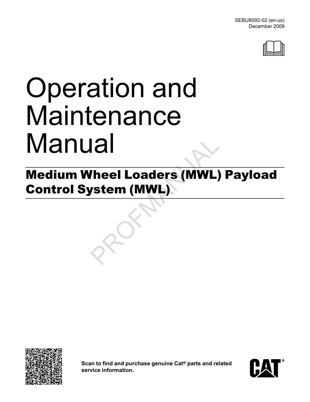 Caterpillar Medium Wheel loader Payload Control System Operators Manual