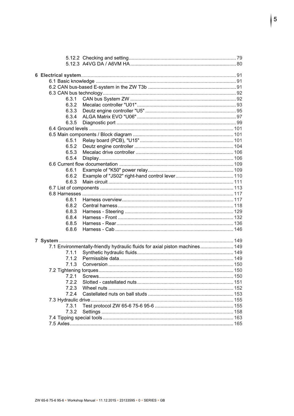 Hitachi ZW65-6 ZW75-6 ZW95-6 Wheel Loader Workshop Manual
