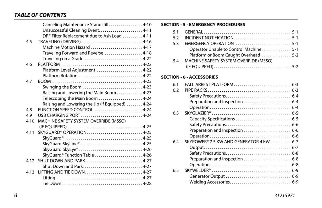 JLG 400SC 460SJC Boom Lift Maintenance Operation Operators Manual 31215971