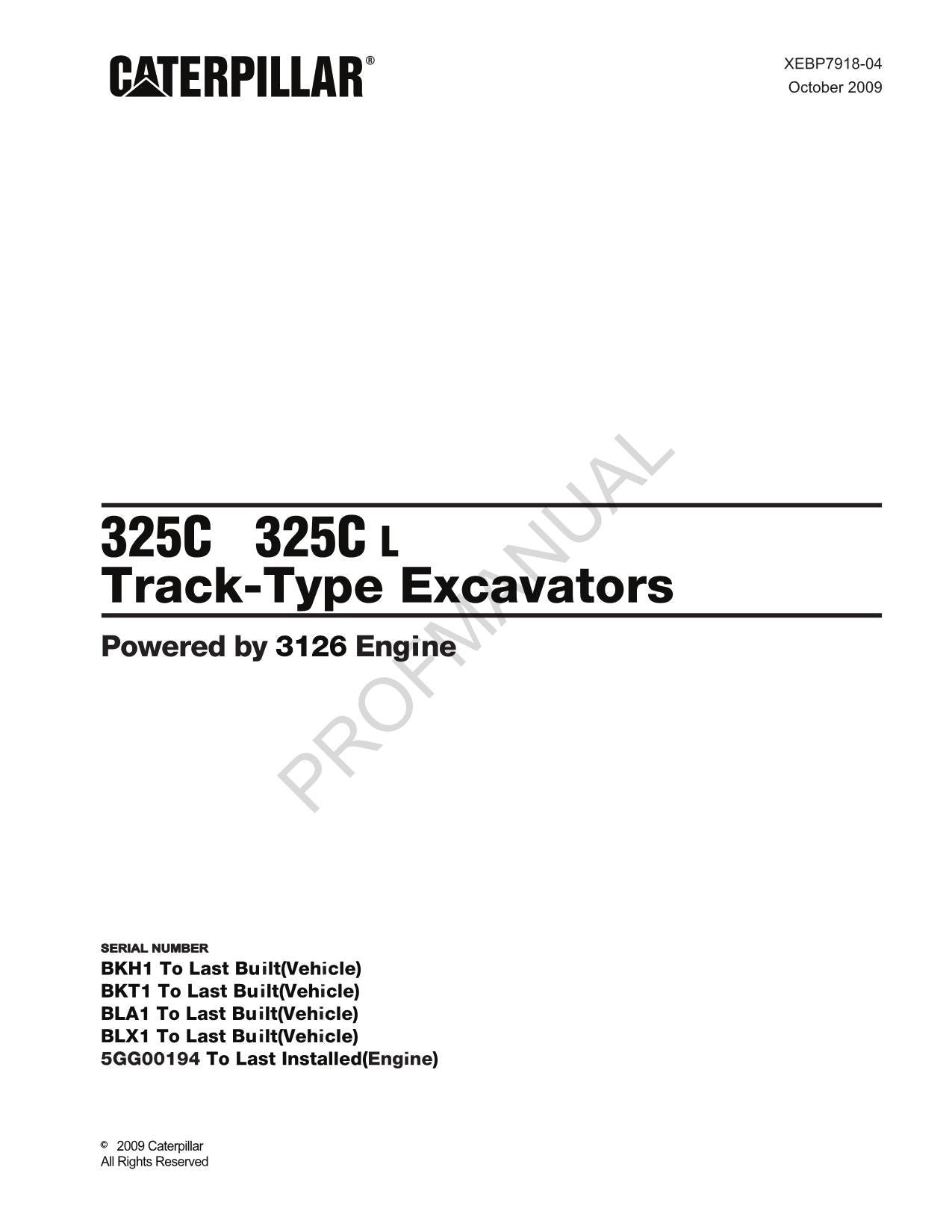 Caterpillar Cat 325C 325C L Track Type Excavator Parts Catalog Manual
