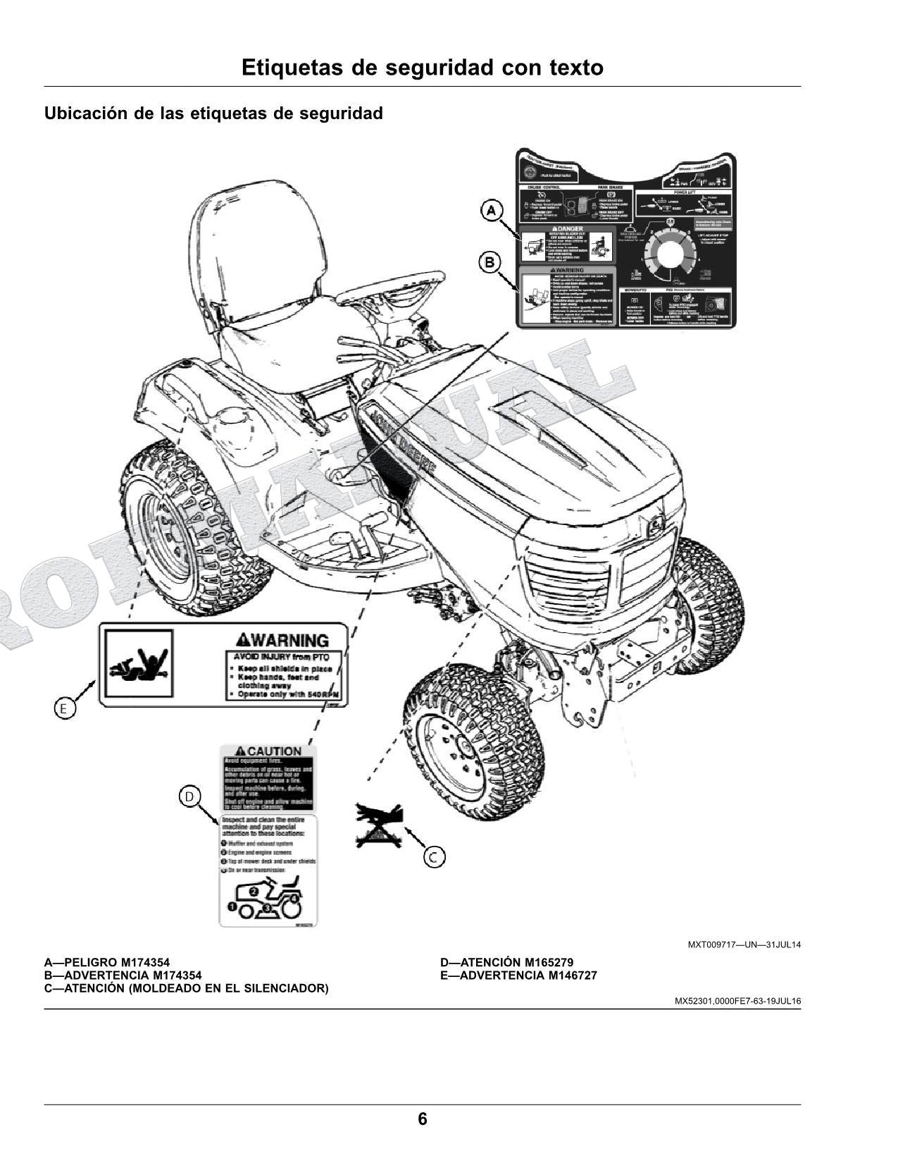 John Deere X750 X754 X758 Tractor Manual del Operador Español SN 100001-