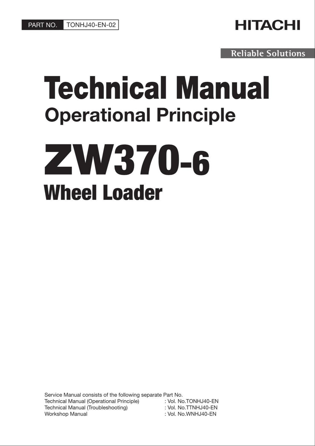 Hitachi ZW370-6 Wheel Loader Technical Manual Operational Principle
