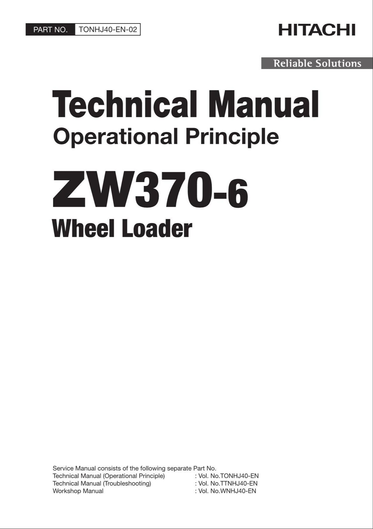 Hitachi ZW370-6 Wheel Loader Technical Manual Operational Principle