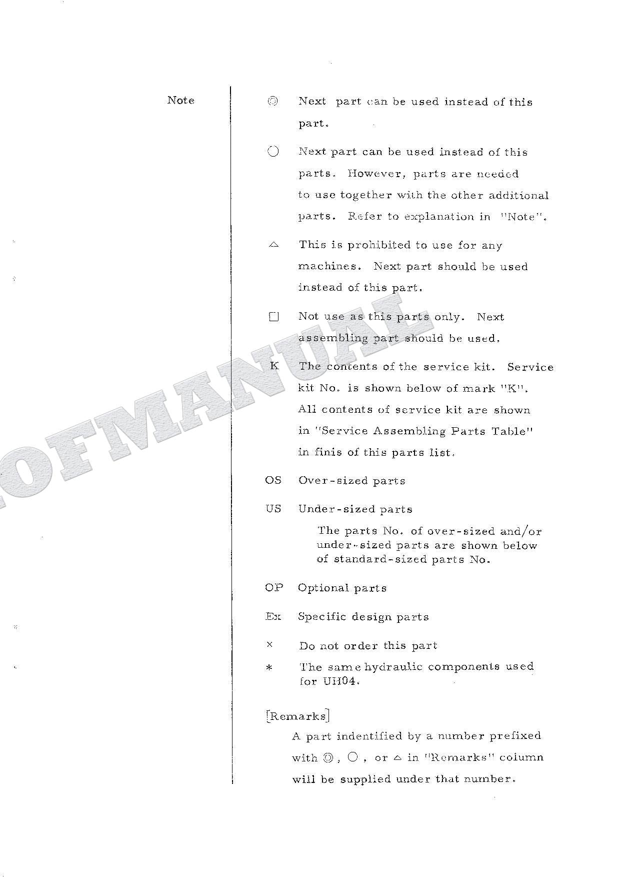 HITACHI UH04M Excavator Parts Catalog Manual