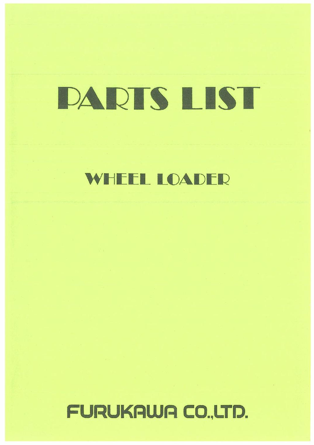Hitachi FL180-1 Wheel Loader Parts Catalog Manual SN all