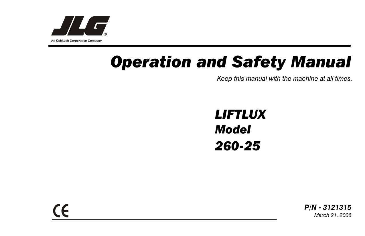 LIFTLUX 260-25 Scissor Lift Maintenance Operation Operators Manual 3121315