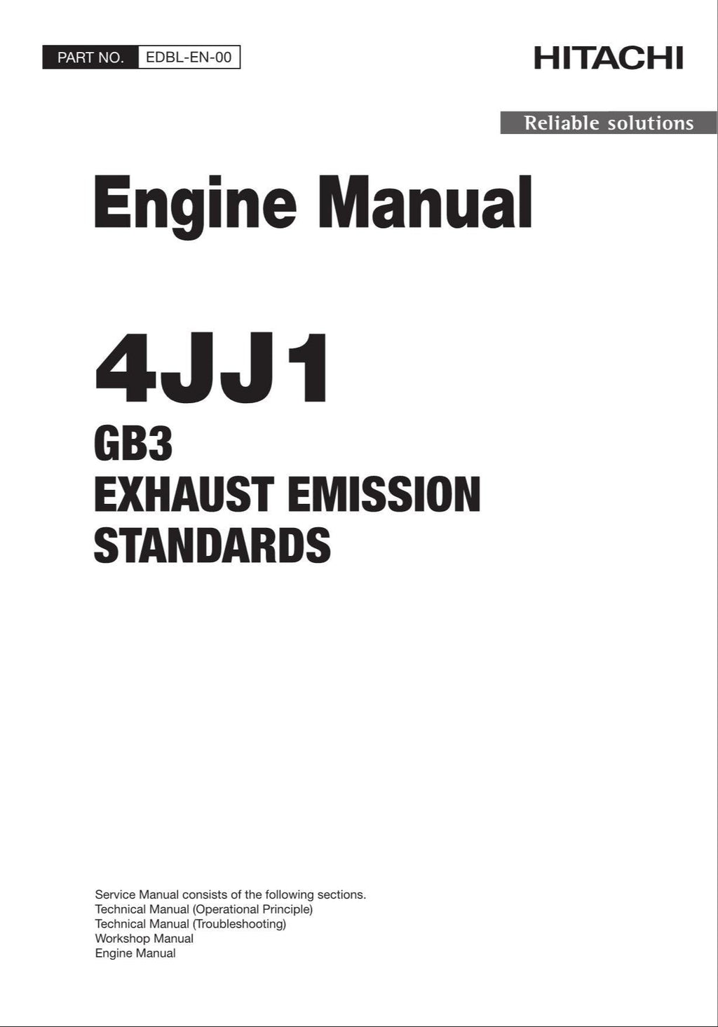 Manual de servicio técnico del motor estándar HITACHI 4JJ1 GB3 EMISIÓN DE ESCAPE