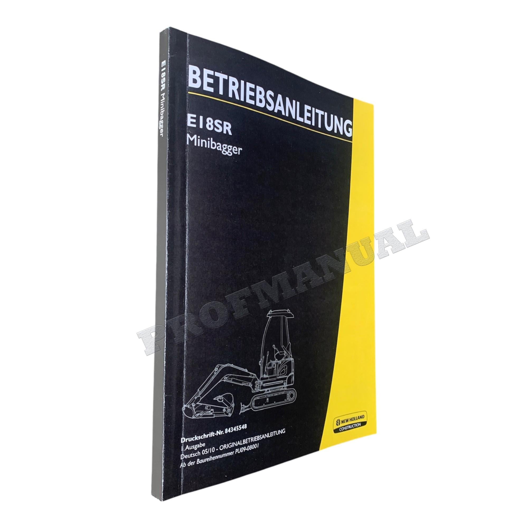 New Holland E18SR Bagger Betriebsanleitung