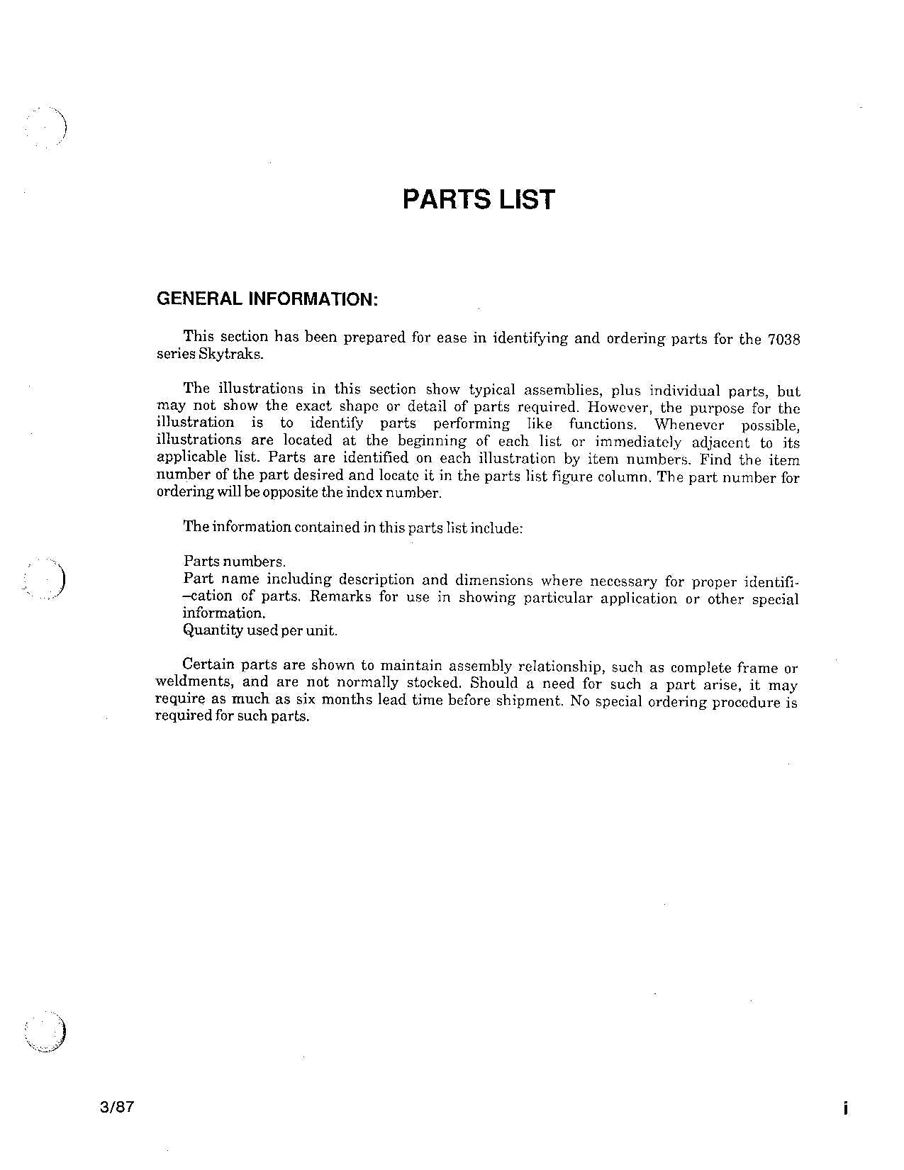 SKYTRAK 8038 Telehandler Parts Catalog Manual