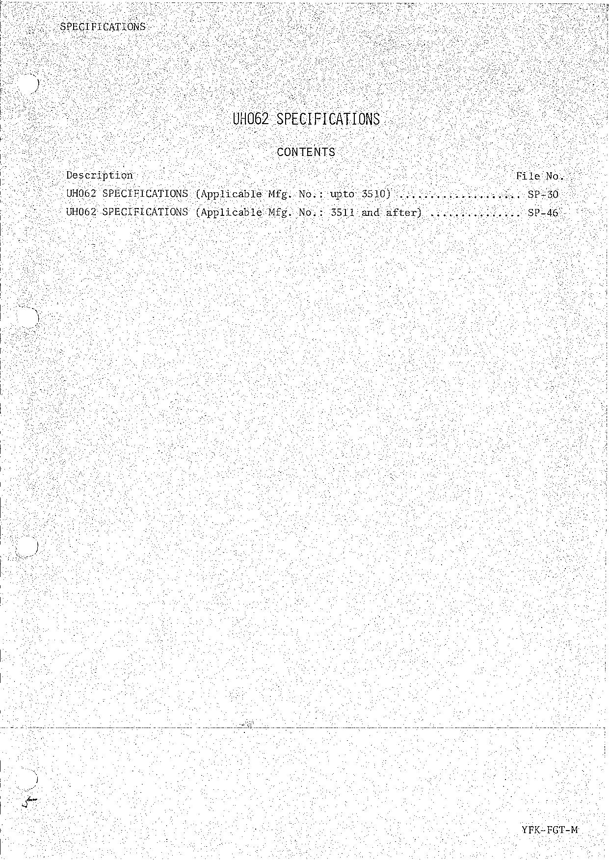 HITACHI UH062 Excavator Service Manual