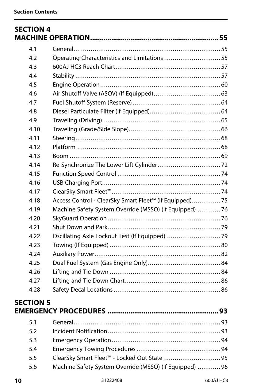 Manual del operador de mantenimiento y operación de la plataforma elevadora JLG 600AJ HC3 31222408