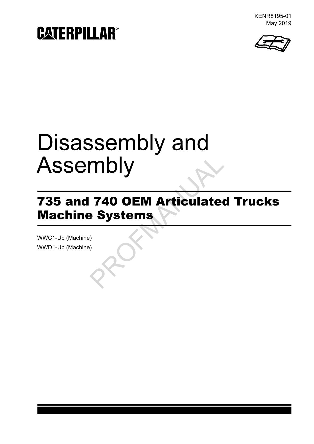 Manual de servicio de desmontaje y montaje del sistema de la máquina del camión Caterpillar 735 740 OEM