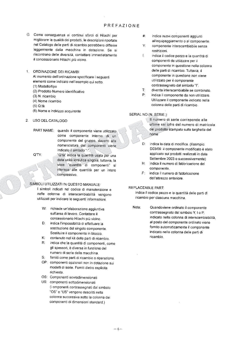 HITACHI ZX135US ZX135US-E ZX135USK Equipment Excavator Parts Catalog Manual