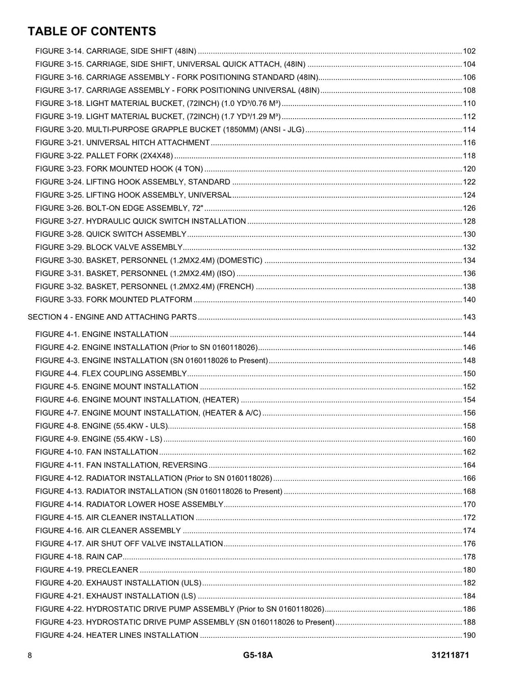 Manual del catálogo de piezas del manipulador telescópico JLG G5-18A 31211871