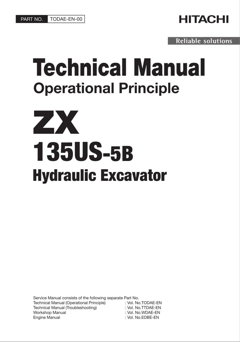 HITACHI ZAXIS ZX135US-5B Excavator Operational Principle Technical Manual
