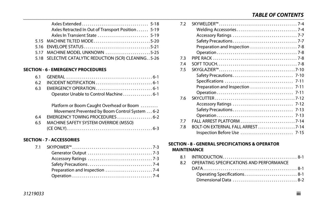 JLG 1500AJP Boom Lift Maintenance Operation Operators Manual 31219033