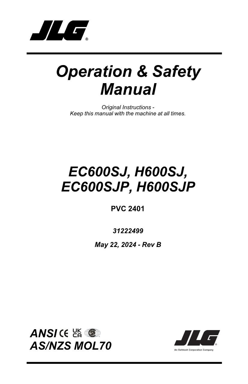 Manual del operador de plataformas elevadoras JLG EC600SJ EC600SJP H600SJ H600SJP 31222499