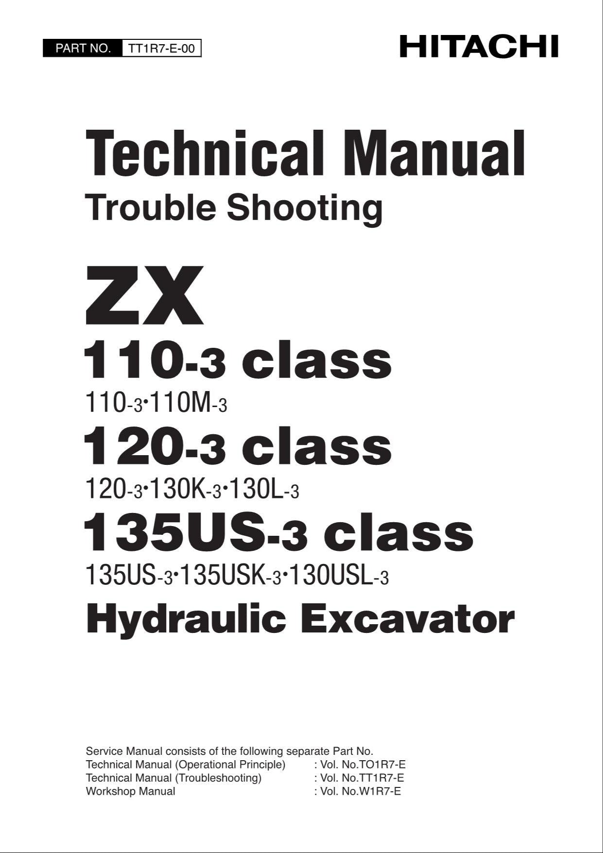 HITACHI ZX120-3Class Excavator Troubleshooting +Schematic Technical Manual