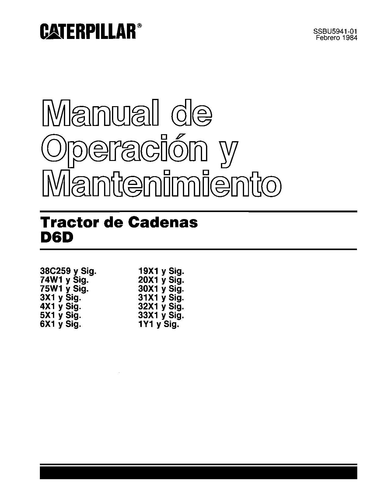 Caterpillar D6D Tractor de Cadenas Manual de Operación y Mantenimiento Español