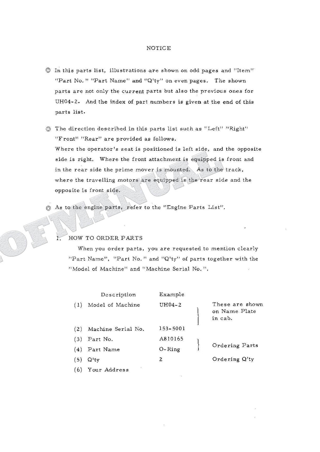 HITACHI UH04-2 Excavator Parts Catalog Manual