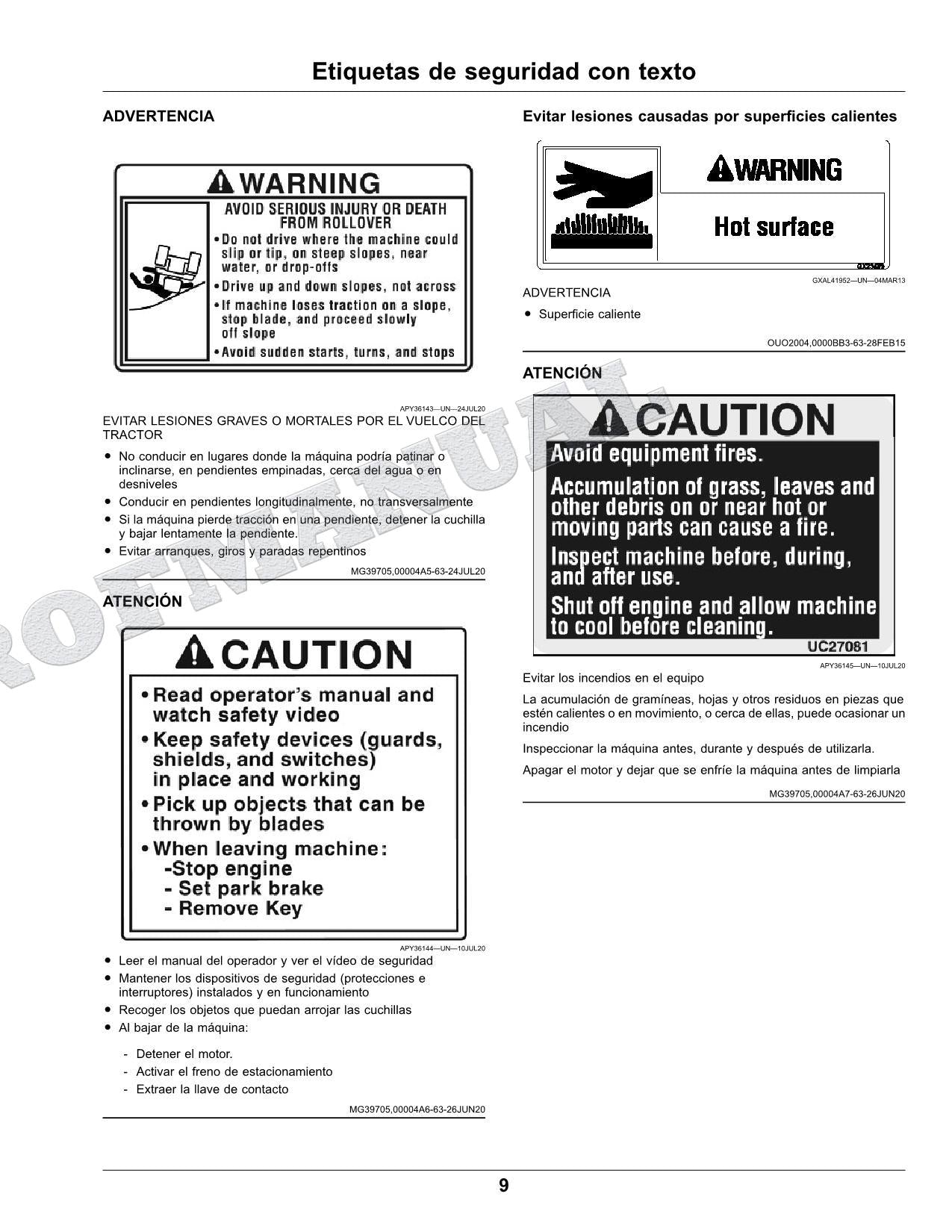 John Deere S100 S110 S120 S130 S140 S160 S170 S180 Tractor Manual del Operador