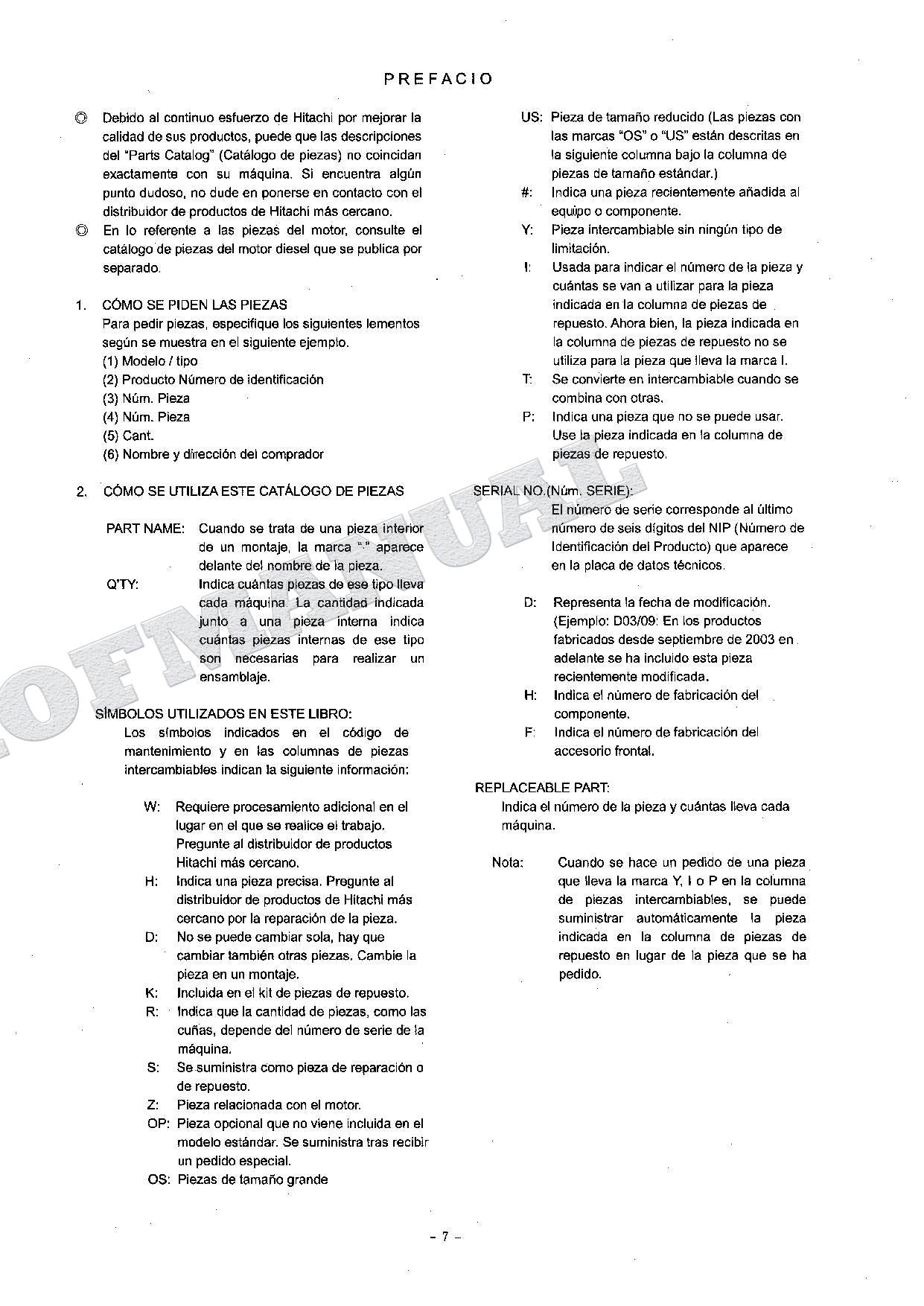 HITACHI ZAXIS ZX125US ZX125US-E Excavator Parts Catalog Manual SN 010001-