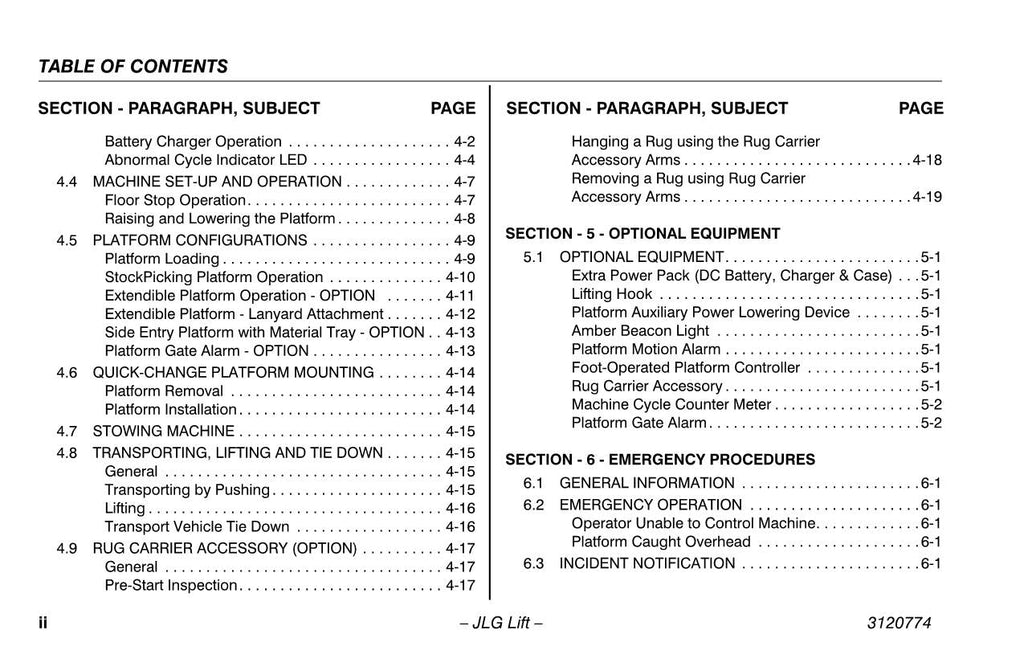 JLG 12SP 15SP Vertical Mast Maintenance Operation Operators Manual