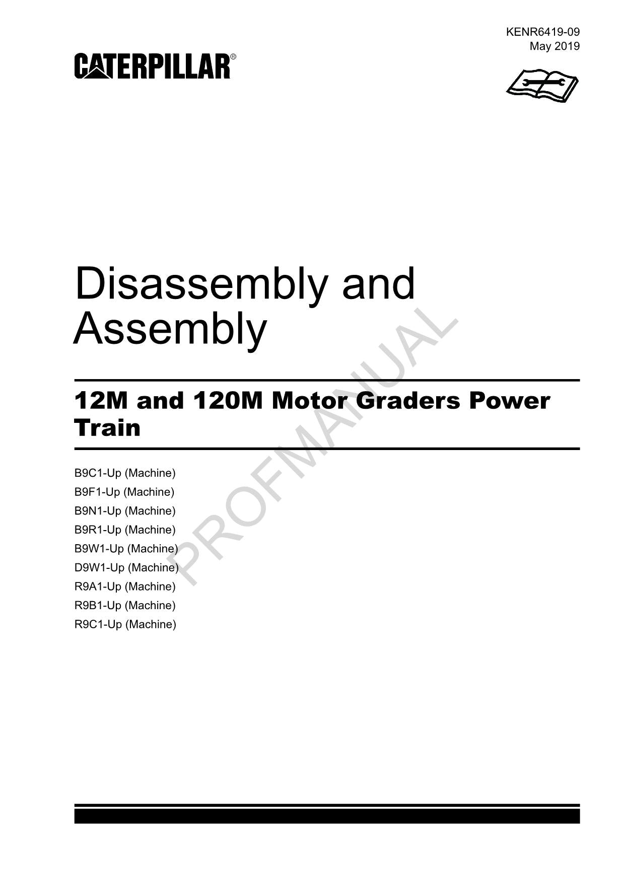 Manual de servicio de desmontaje y montaje del tren de potencia de la motoniveladora Caterpillar 12M 120M
