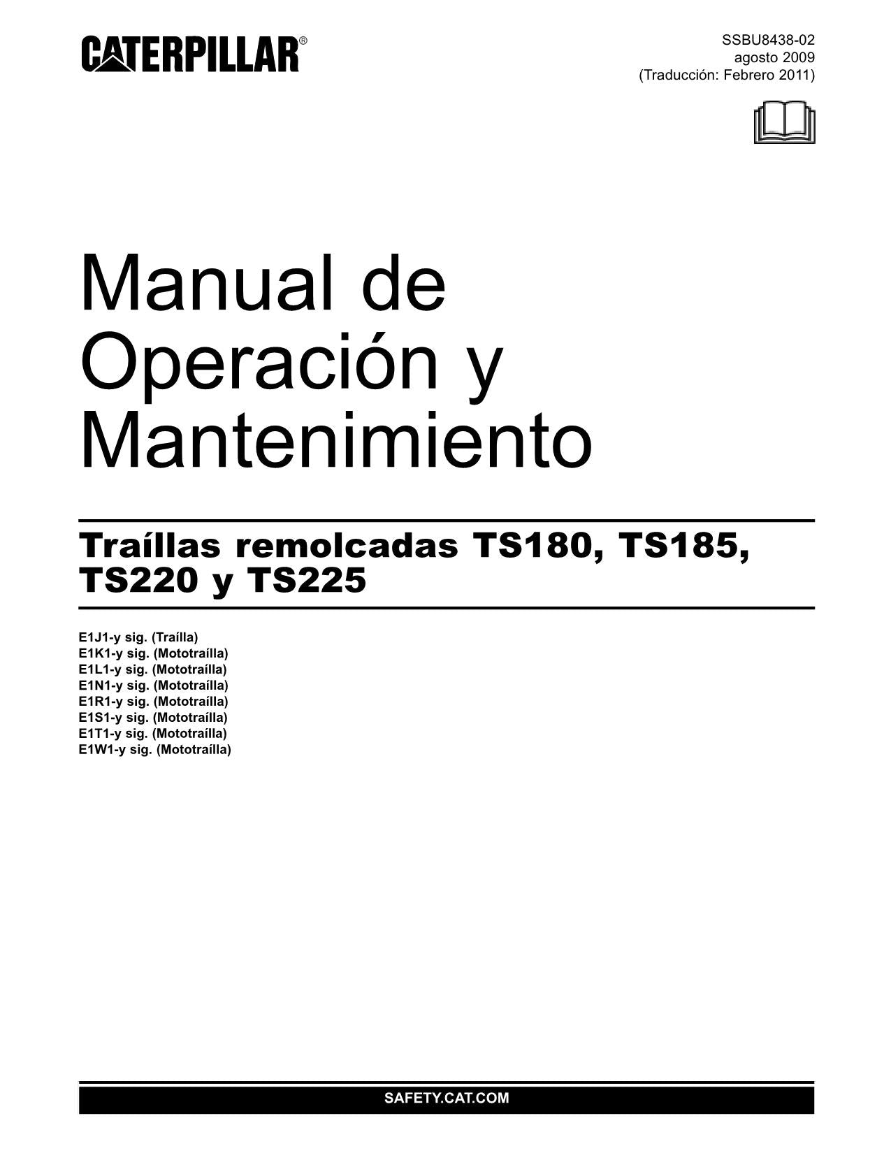 Caterpillar TS180 TS185 TS220 TS225 Mototraílla Manual de Operación Español