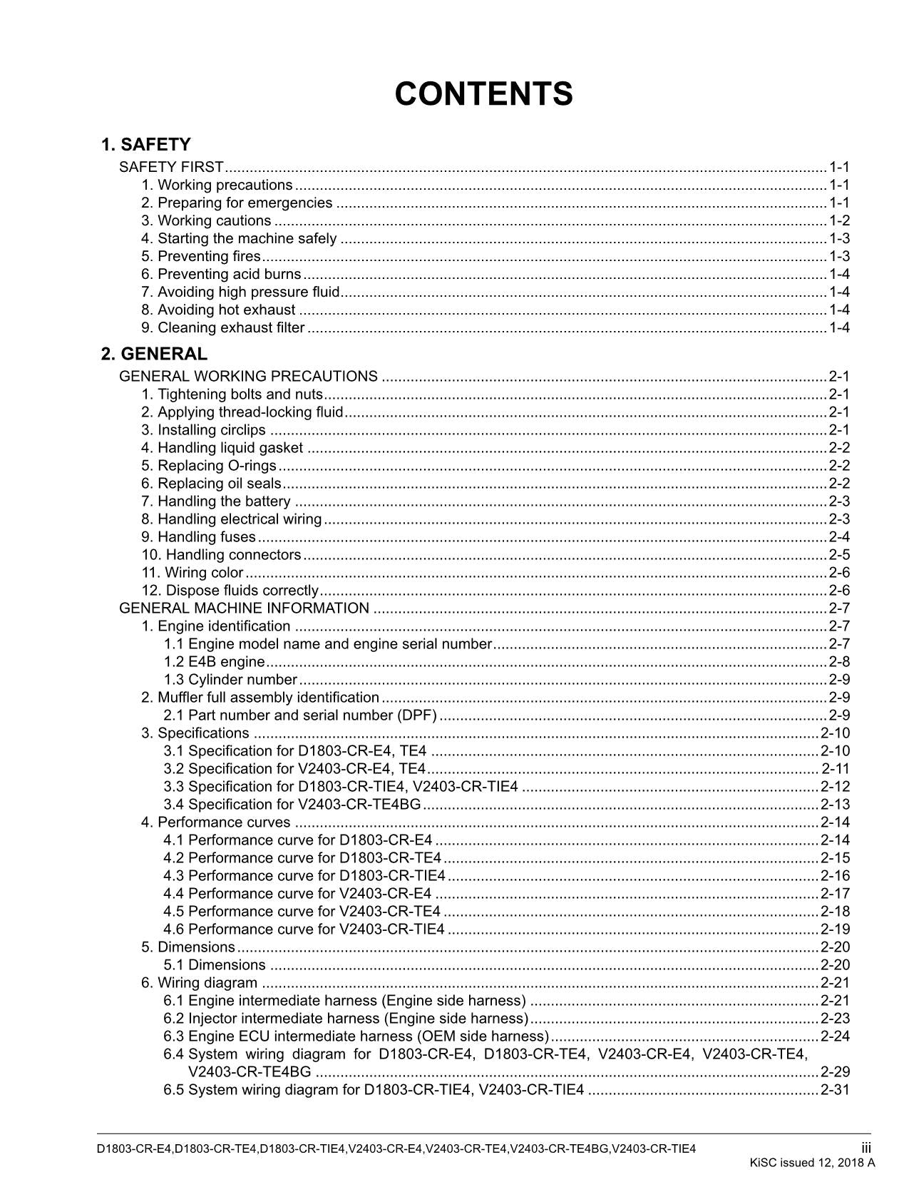 Hitachi D1803 Series V2403 Series Wheel Loader Engine Manual Workshop Manual