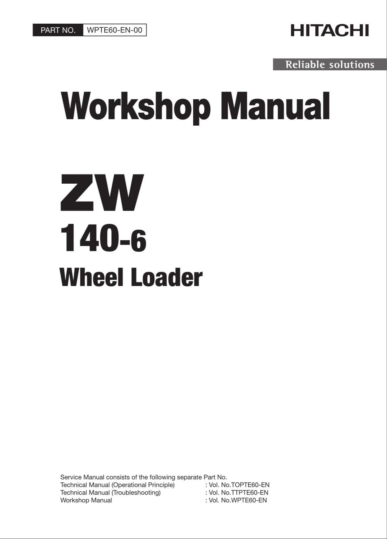 Hitachi ZW140-6 Wheel Loader Workshop Manual
