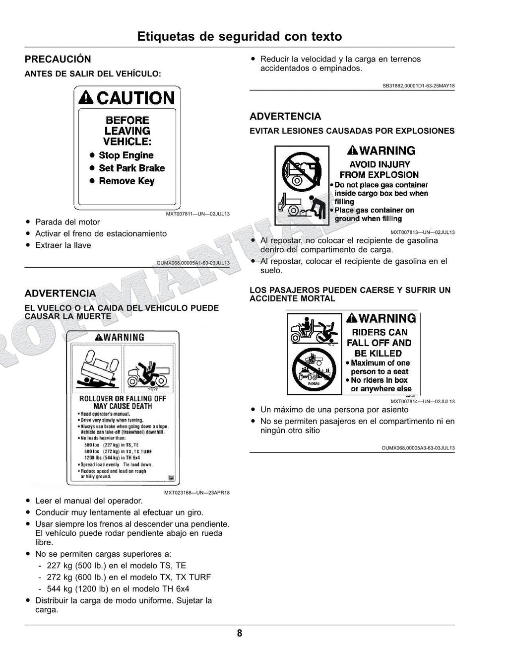 John Deere TH 6X4D cocodrilo Manual del Operador Español SN 140001-150000