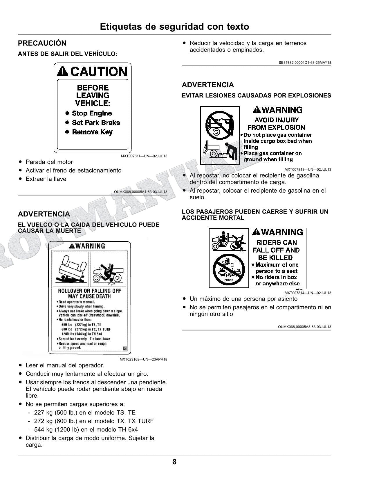 John Deere TH 6X4D cocodrilo Manual del Operador Español SN 140001-150000