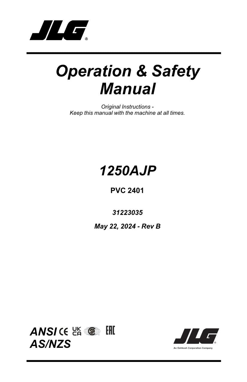 Manual del operador de mantenimiento y operación de la plataforma elevadora JLG 1250AJP 31223035