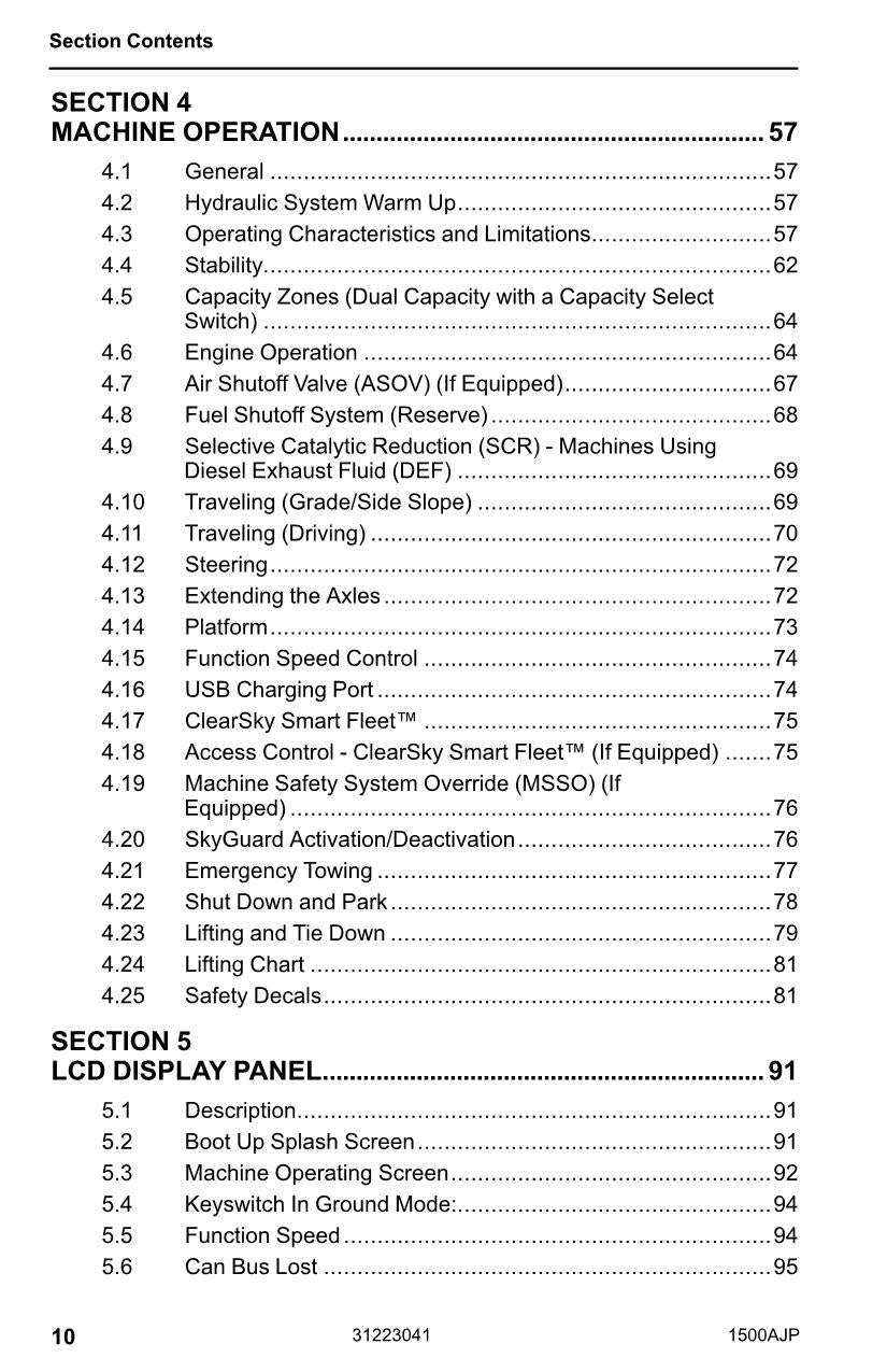 Manual del operador de mantenimiento y operación de la plataforma elevadora JLG 1500AJP 31223041