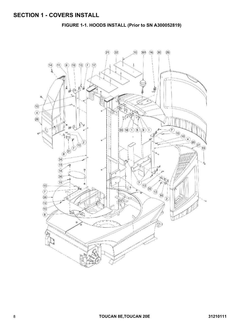 TOUCAN 20E 8E Vertical Lift Parts Catalog Manual 31210111 Multi language