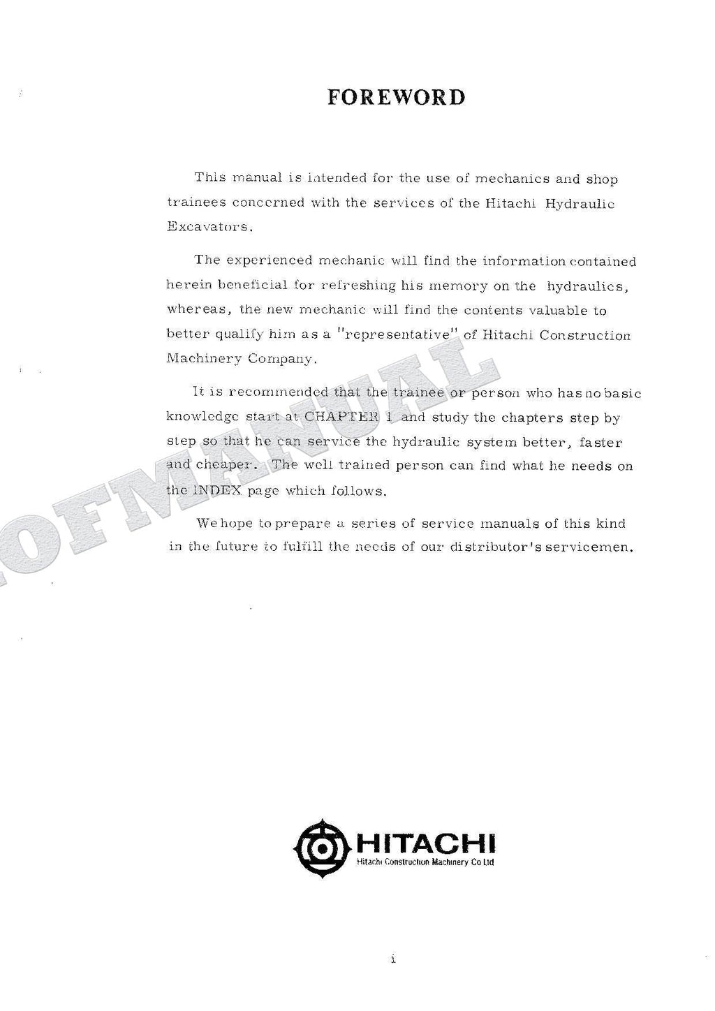 HITACHI HYDRAULIC EXCAVATOR SYSTEM Service manual