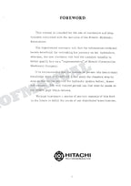 HITACHI HYDRAULIC EXCAVATOR SYSTEM Service manual